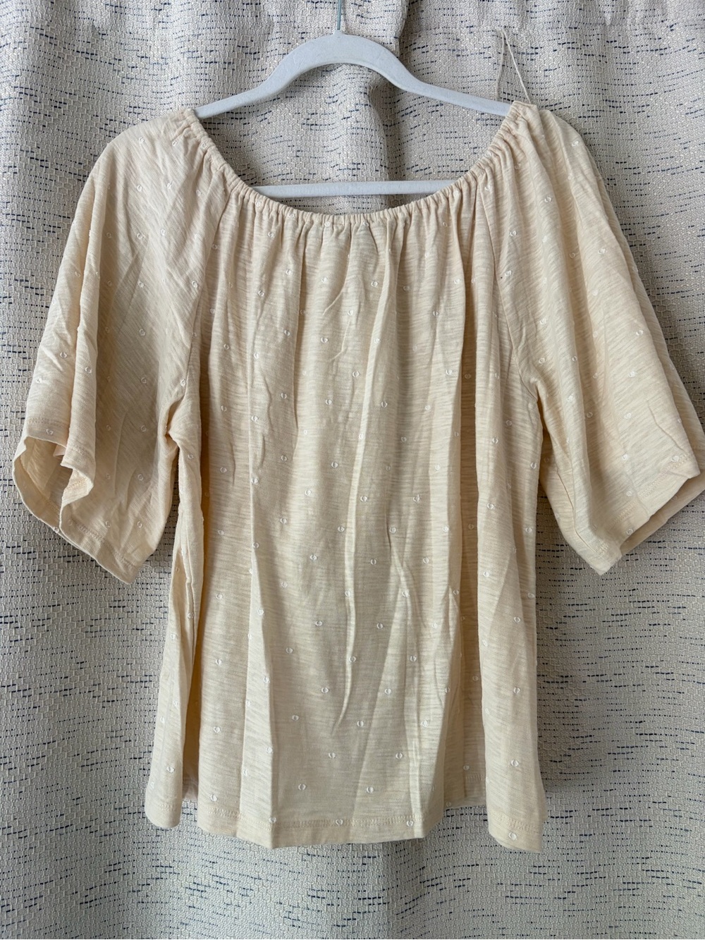 LOFT Cream Peasant Top with Scoop Neck NWT - Picture 3 of 7